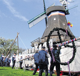 Maibaumaufstellung auf Nordstrand